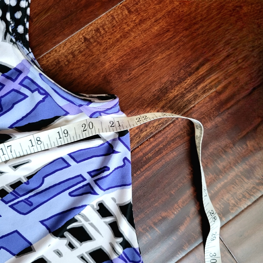 Scoop Drape Neck ALFANI Dress Womens XL Cap Sleeves Stretch Blue Black Purple - Picture 10 of 13